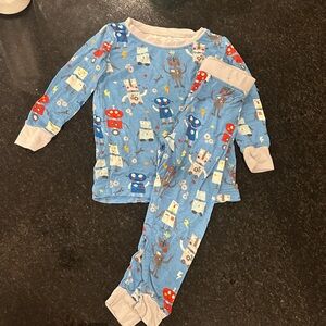 Little Sleepies Blue Robot Print Kids Pajama Set 12-18 months